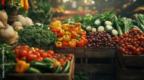 Fresh Market Produce Photography with Crisp Vegetables and Bright Organic Ingredients for Healthy Eating