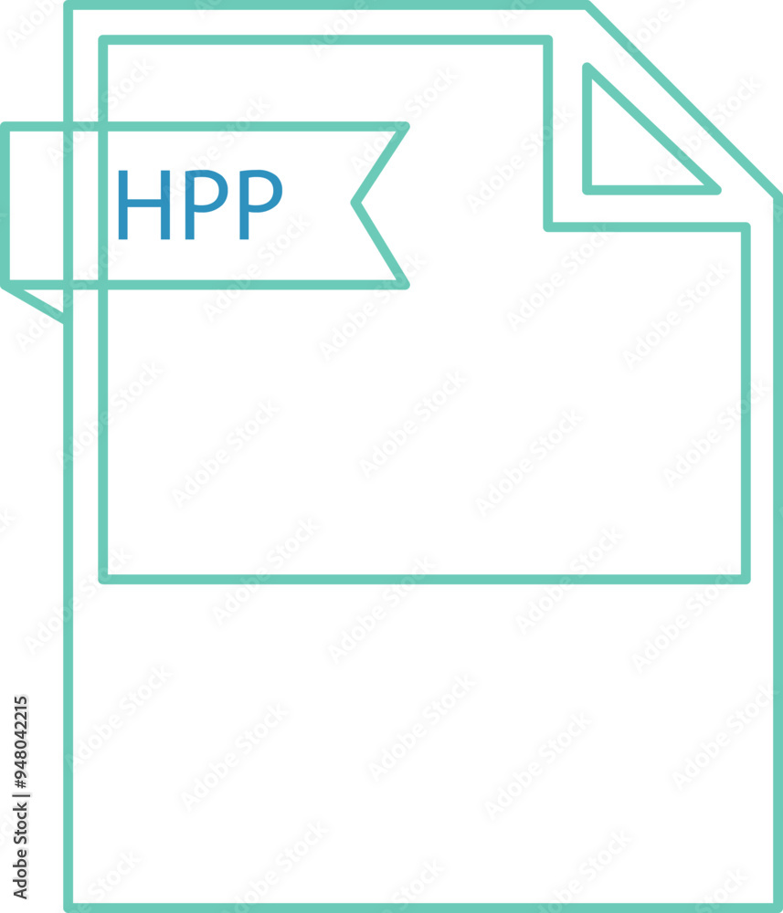 HPP File format icon black outline and light color text HPP File format icon black outline and light color text