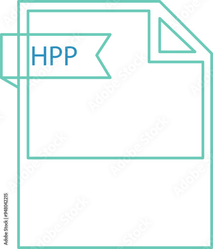 HPP File format icon black outline and light color text