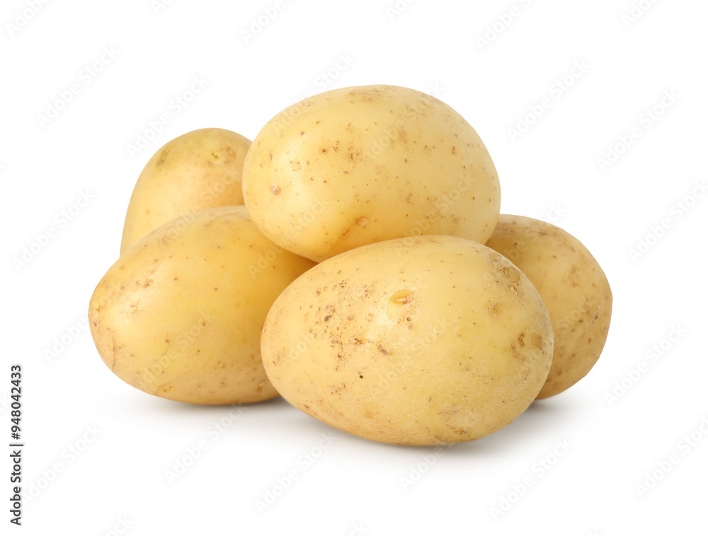 Pile of young fresh potatoes isolated on white Pile of young fresh potatoes isolated on white