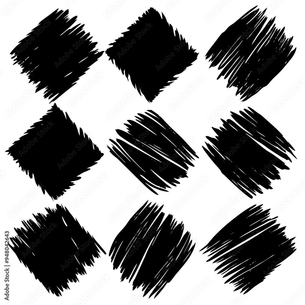 There exists a collection of black squares arranged on a white background There exists a collection of black squares arranged on a white background
