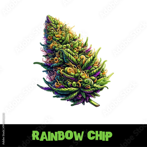 Vector Illustrated Rainbow Chip Cannabis Bud Strain Cartoon