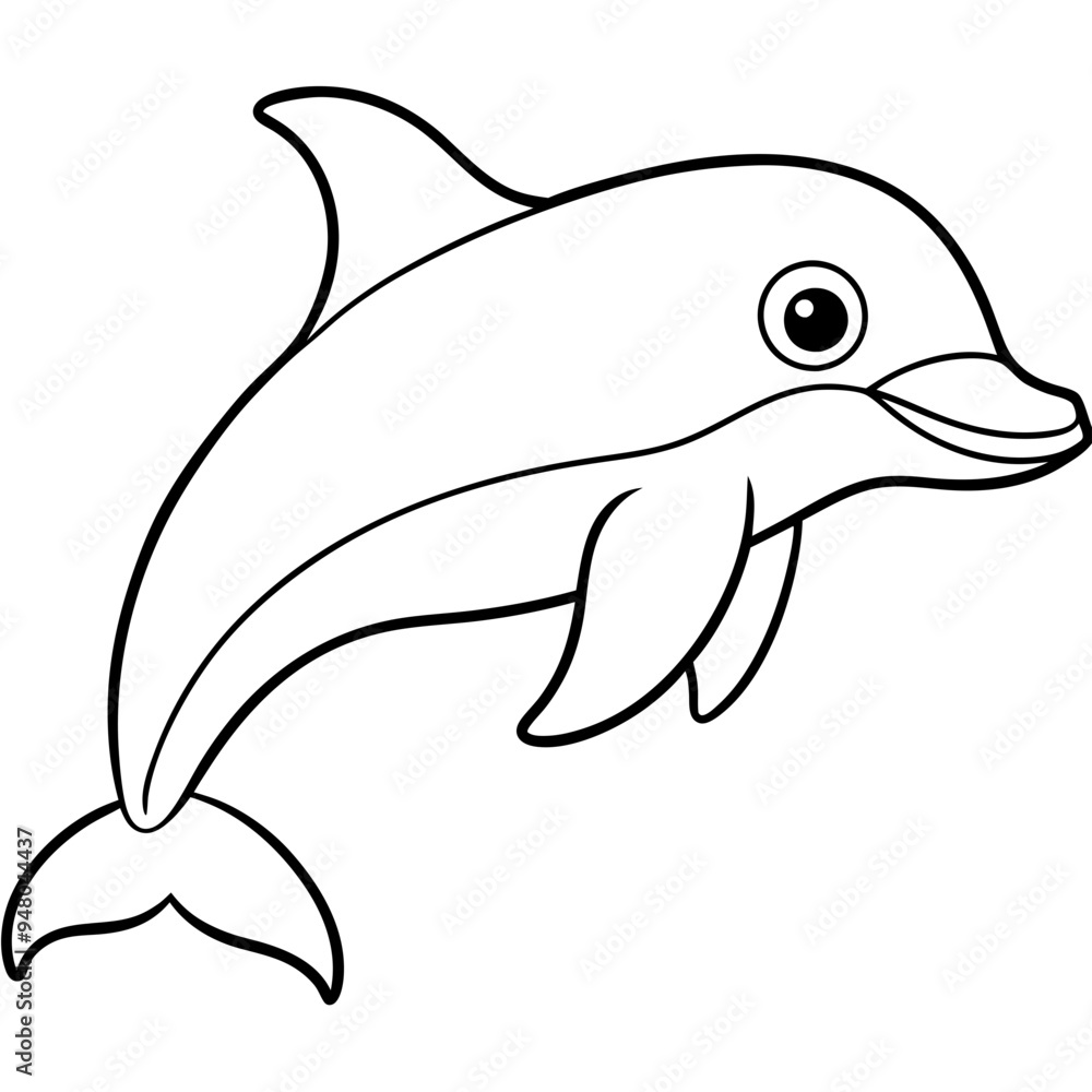 Fototapeta premium Dolphin cartoon silhoutte vector with white background 