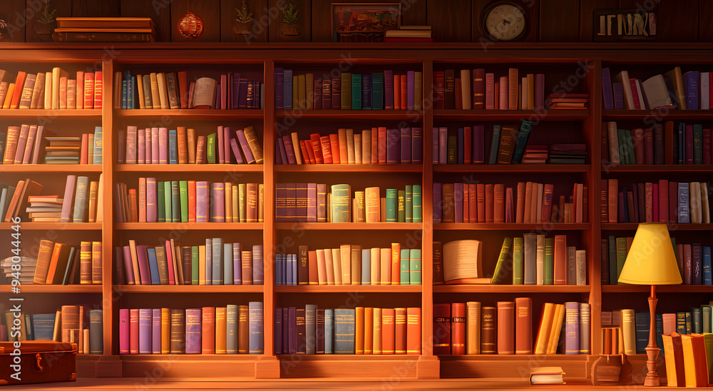 An Illustration of an Old Library with Wooden Bookshelves and Dim Lighting, Creating a Cozy and Historic Atmosphere with Stacks of Books and Ornate Decorations
An Illustration of an Old Library with Wooden Bookshelves and Dim Lighting, Creating a Cozy and Historic Atmosphere with Stacks of Books and Ornate Decorations