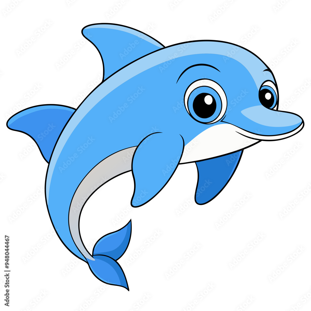 Naklejka premium Dolphin cartoon vector with white background 