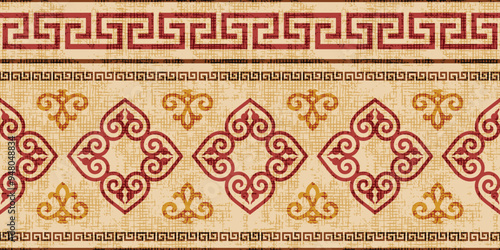 Ethnic background on the theme of Mongolian national ornament, seamless pattern, vector design