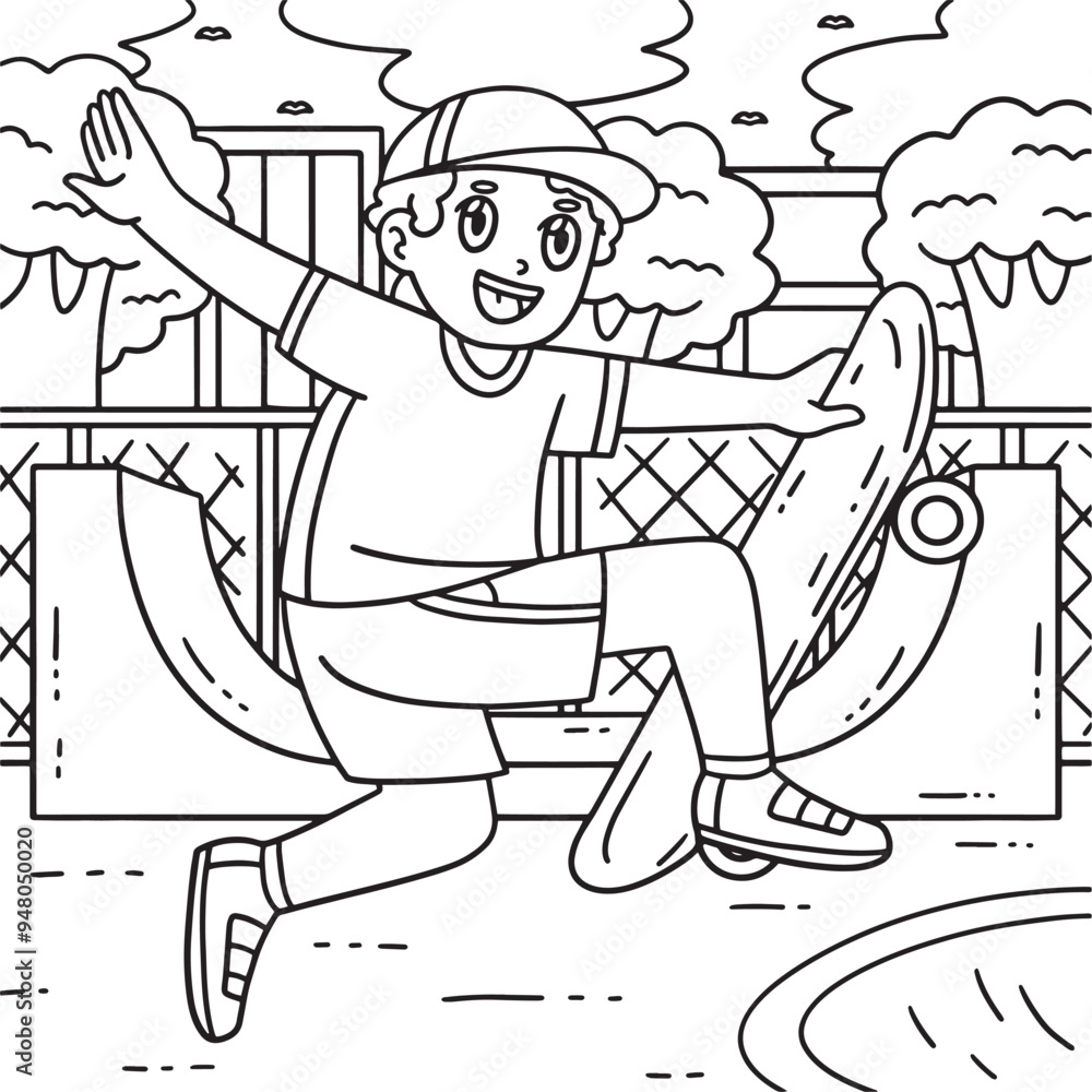 Skateboard Boy with the Airwalk Trick Coloring Skateboard Boy with the Airwalk Trick Coloring
