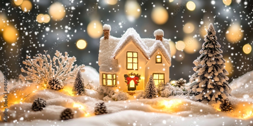 christmas house in the night, Miniature Christmas Scene Wallpaper with Realistic Effects and Detailed Illustration. christmas house in the night, Miniature Christmas Scene Wallpaper with Realistic Effects and Detailed Illustration.