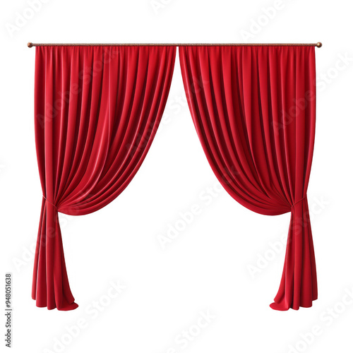 Red Stage Curtain Isolated on a Transparent Background