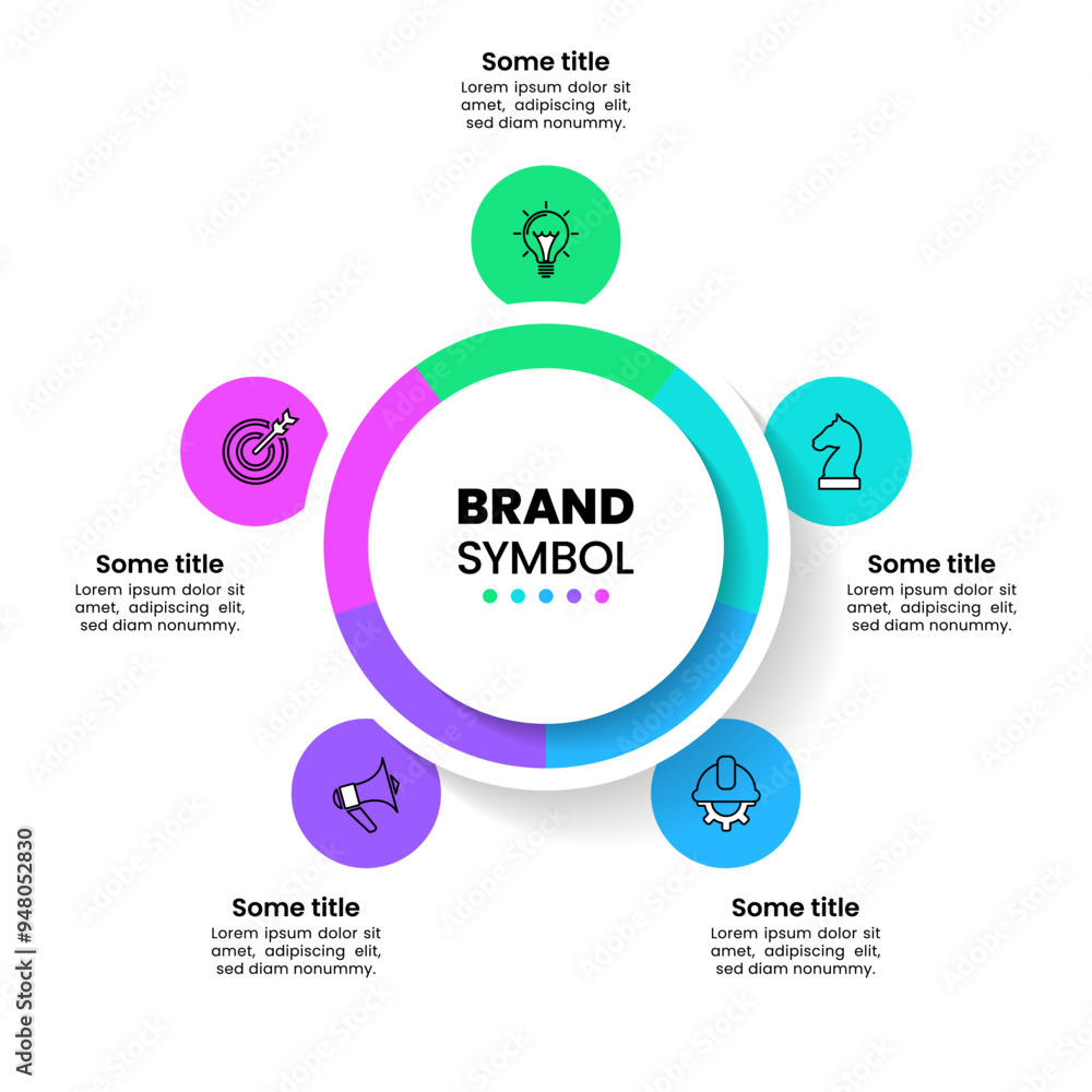 Fototapeta premium Infographic template. Circle with 5 steps and icons