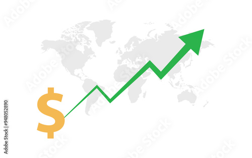 US Dollar price graph rising. business growth arrow and graph chart. green arrow going up. high quality. illustration graphic vector design