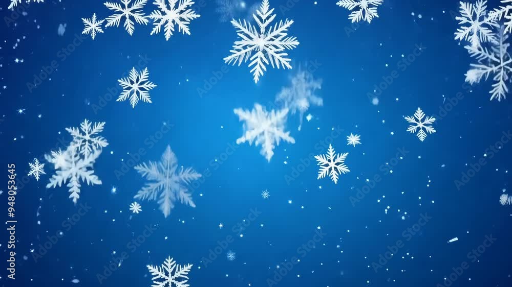 The magic of falling snowflakes against a blue winter sky during a serene snowfall The magic of falling snowflakes against a blue winter sky during a serene snowfall