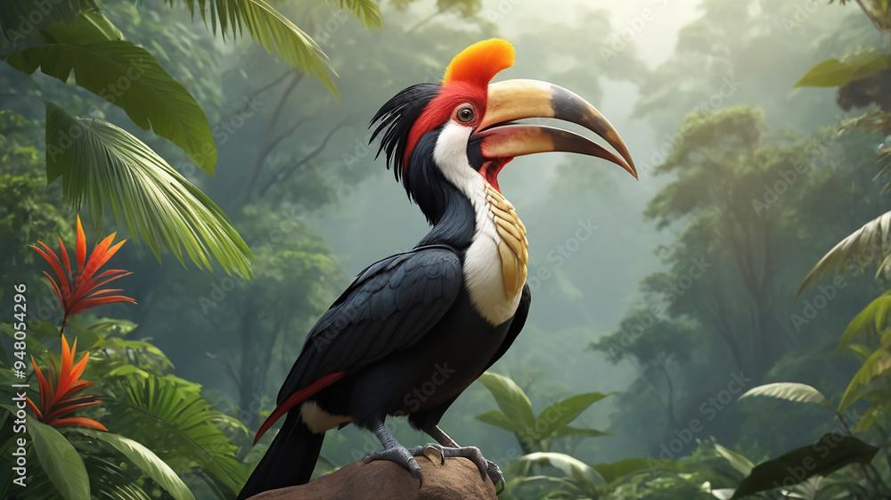 Obraz premium a hornbill in nature background