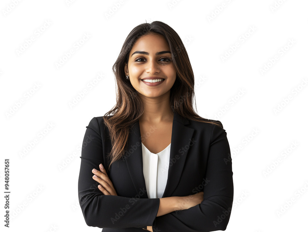 a woman in a suit with her arms crossed a woman in a suit with her arms crossed