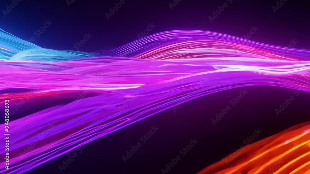 Glowing abstract light trails create a captivating visual experience in a dark setting at night Glowing abstract light trails create a captivating visual experience in a dark setting at night
