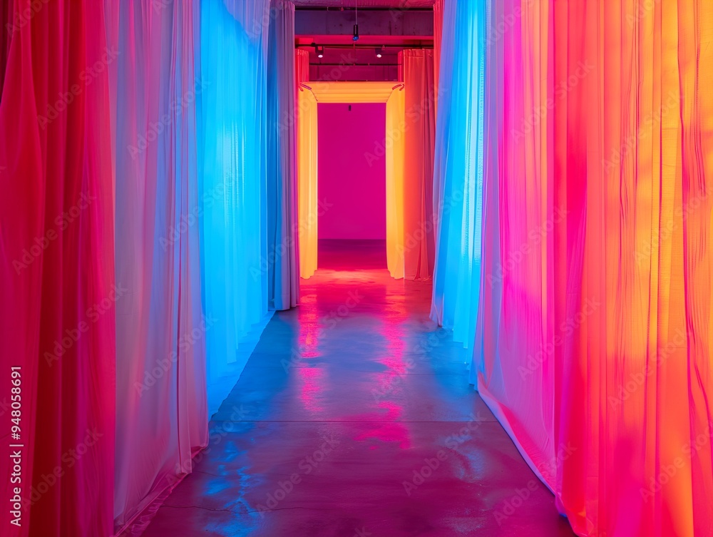 Neon Light Installation in a Modern Hallway Neon Light Installation in a Modern Hallway
