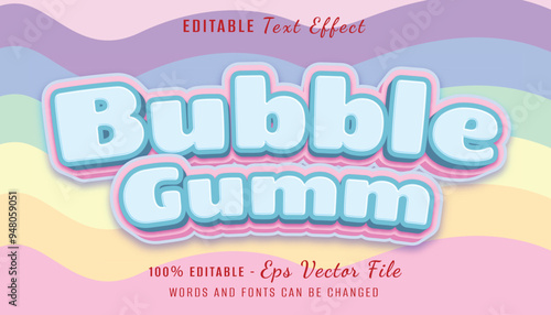 buble gummy 3d text effect design with rainbow background