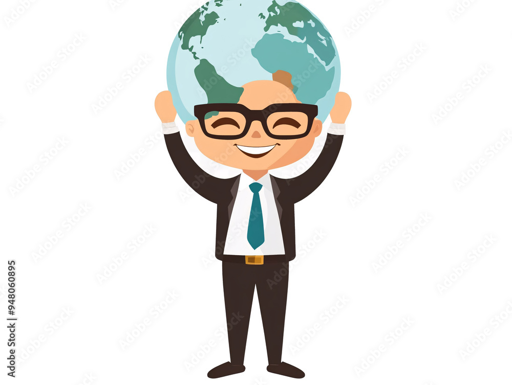 a cartoon of a man holding a globe a cartoon of a man holding a globe