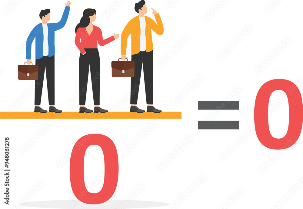 people stand in the mathematical example of dividing by zero, zeroing the working staff
people stand in the mathematical example of dividing by zero, zeroing the working staff