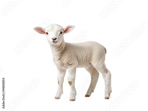 a small white lamb standing