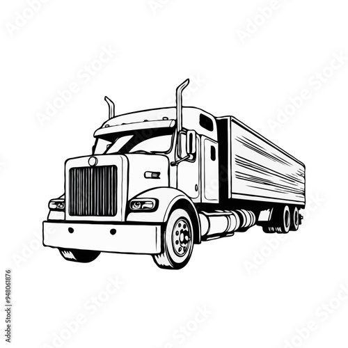Freight truck isolated vector. truck with trailer, Fast shipping delivery truck. Truck , transport logo