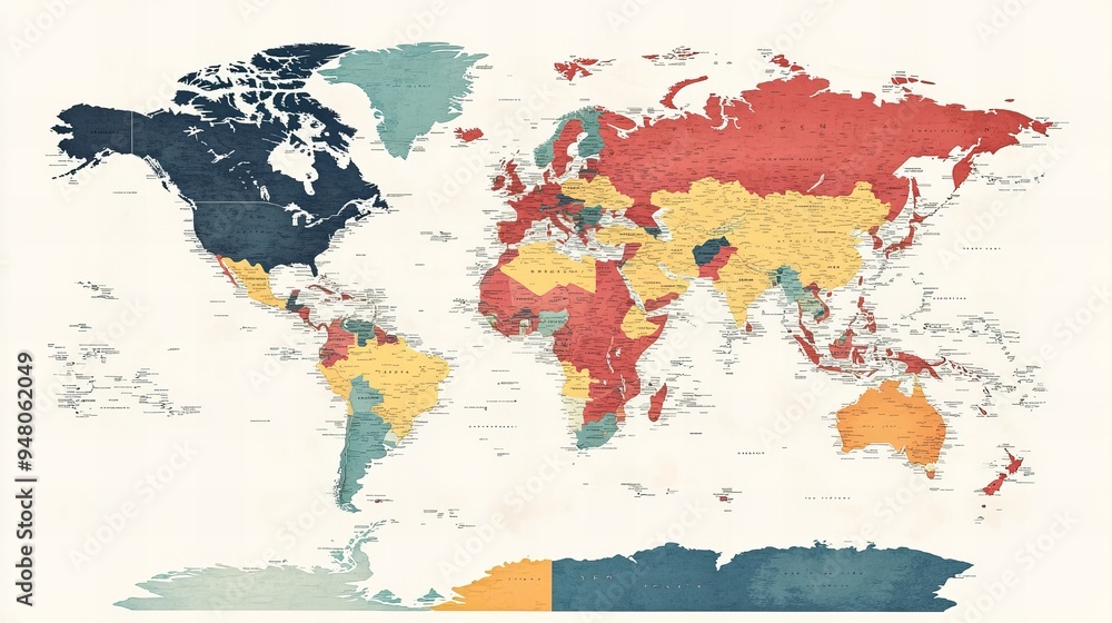 A Timeless World Map with Vibrant Design A Timeless World Map with Vibrant Design