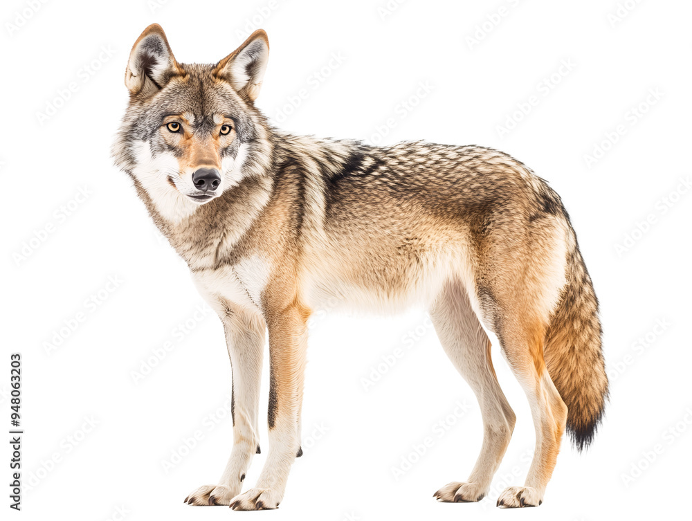a wolf standing on a white background a wolf standing on a white background
