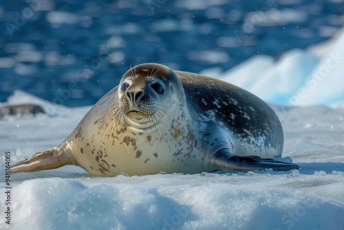 Weddel Seal ((Leptonychotes weddellii)) on an ice floe close up - Antarctica Weddel Seal ((Leptonychotes weddellii)) on an ice floe close up - Antarctica photo