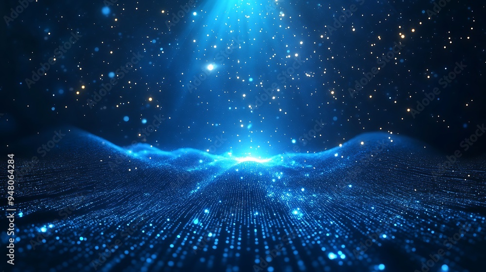 © Tackey - A stunning digital depiction of a starry blue universe with light streaks, conveying a sense of the infinite and cosmic wonder.