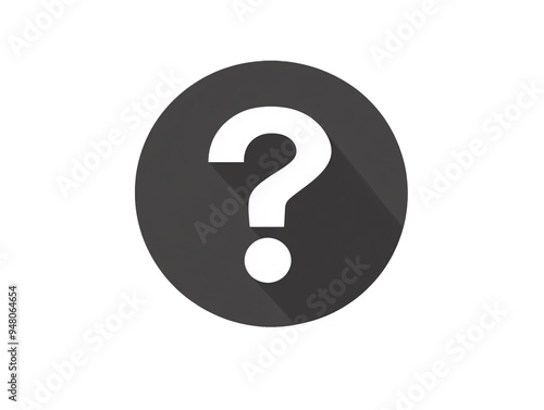 a black circle with a white question mark on it