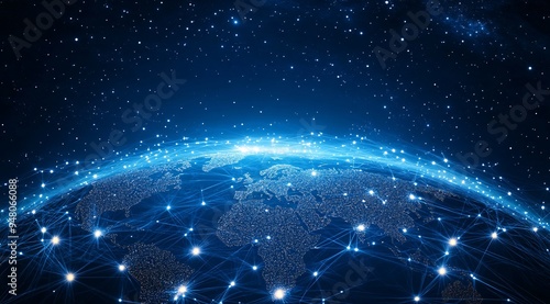 Global Network Connectivity Concept with Earth and Stars