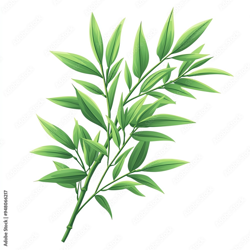 Fototapeta premium Green bamboo leaves isolated on white background.