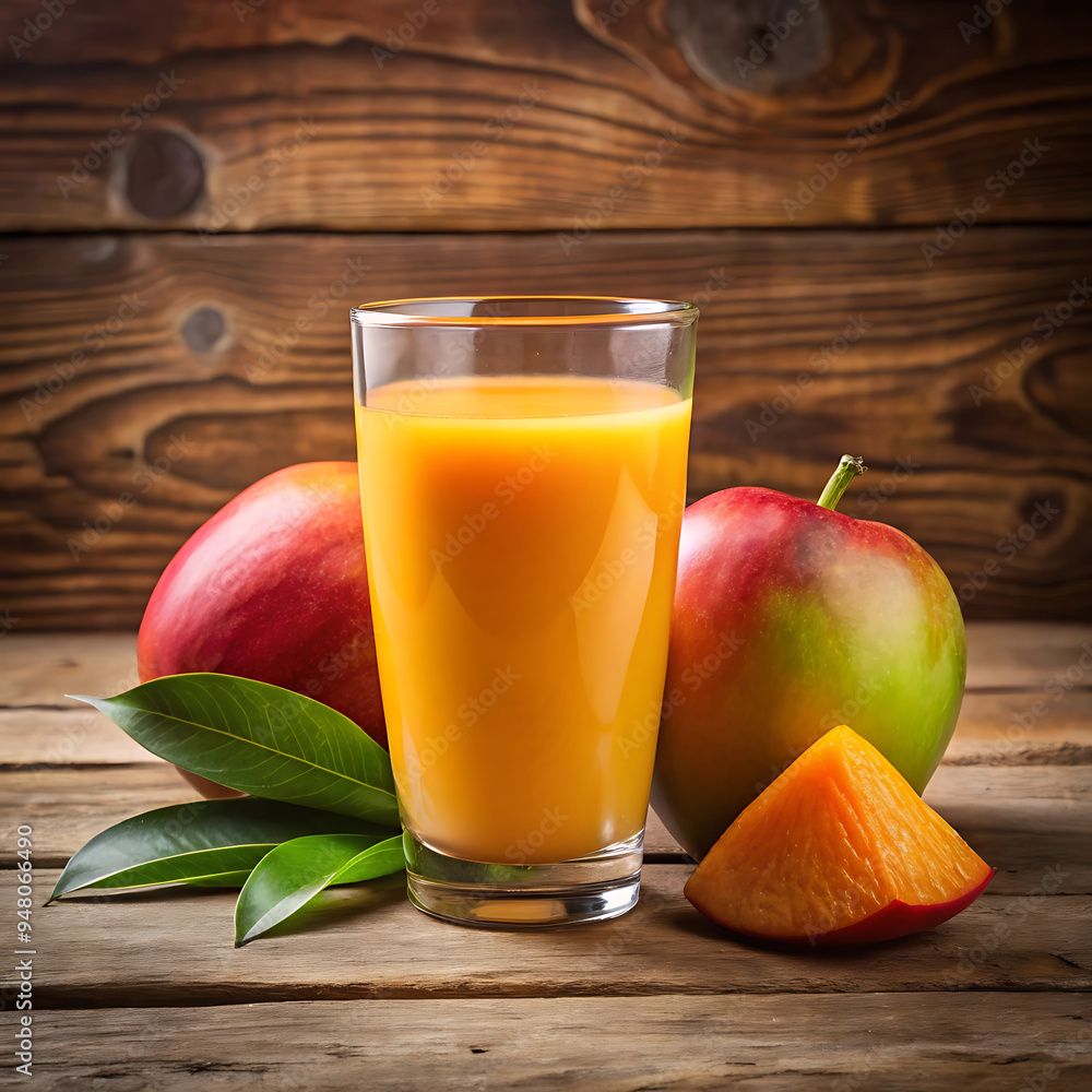 Delicious Mango high quality image with one glass of mango juice Delicious Mango high quality image with one glass of mango juice