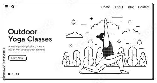 Outdoor Yoga and Fitness Classes Horizontal Banner