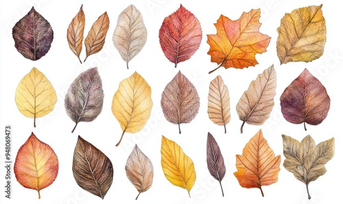 Fallen Leaf Stamps â€“ A variety of fallen leaves in colors such as rusty red