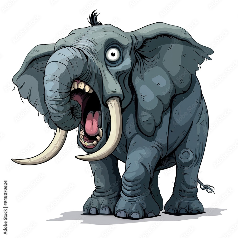 Obraz premium Elephant Fear emotion fantasy animal cartoon isolated whitebackground
