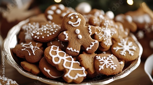 A mix of gingerbread cookies and other holiday treats on a platter