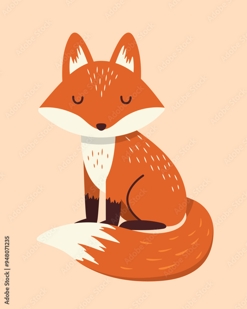 Obraz premium Cute Vector Fox Cub