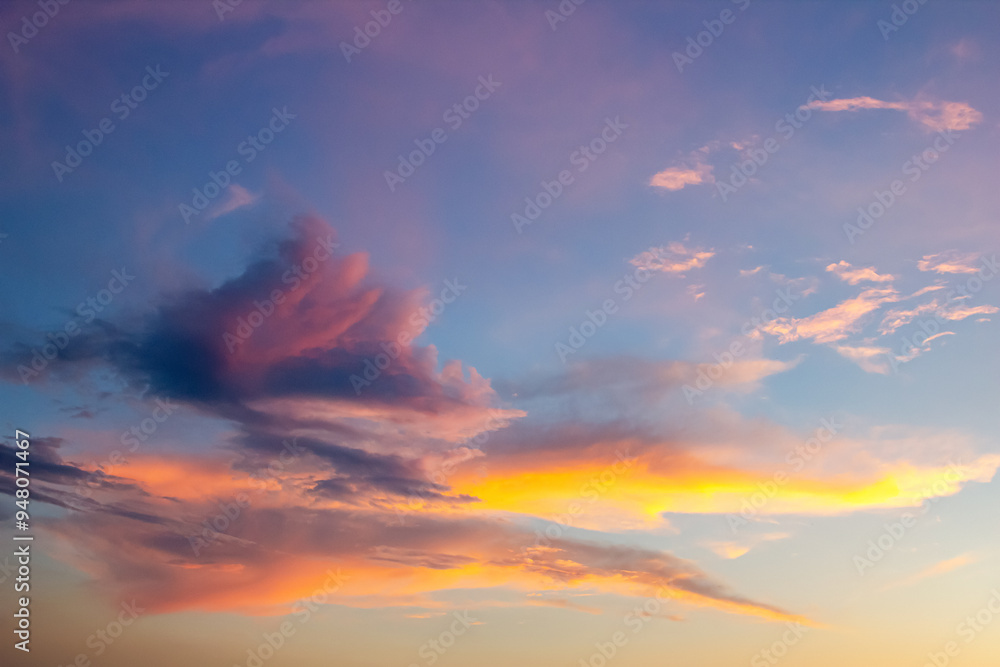 majestic sky after sunset, featuring a gradient from warm red to cool indigo, with scattered clouds catching the last rays of sun in a spectacular display of color majestic sky after sunset, featuring a gradient from warm red to cool indigo, with scattered clouds catching the last rays of sun in a spectacular display of color