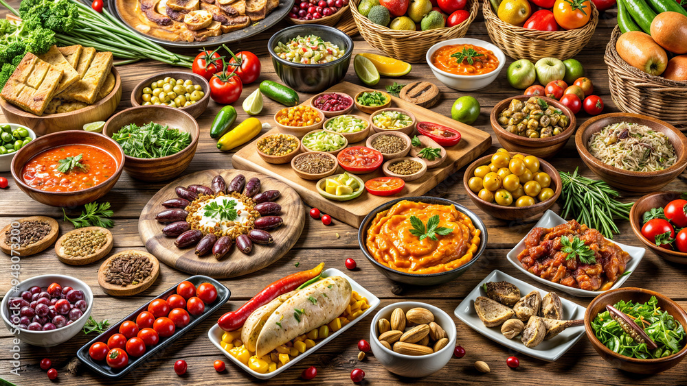 Buffet variety, of food Buffet variety, of food