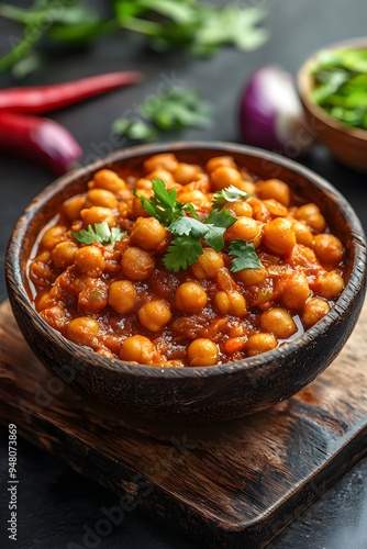 Chickpea Curry - A spicy and flavorful curry made with chickpeas simmered in a tomato and coconut milk sauce, seasoned with curry spices.