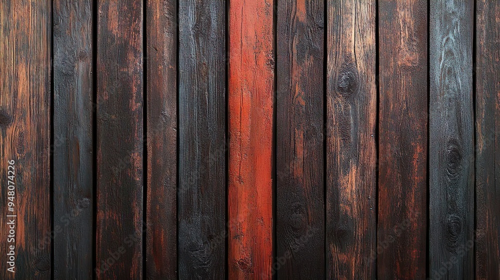 Naklejka premium Natural Textured Rustic Wood Panel Wallpaper with Warm Earthy Tones for a Cozy Interior Decor