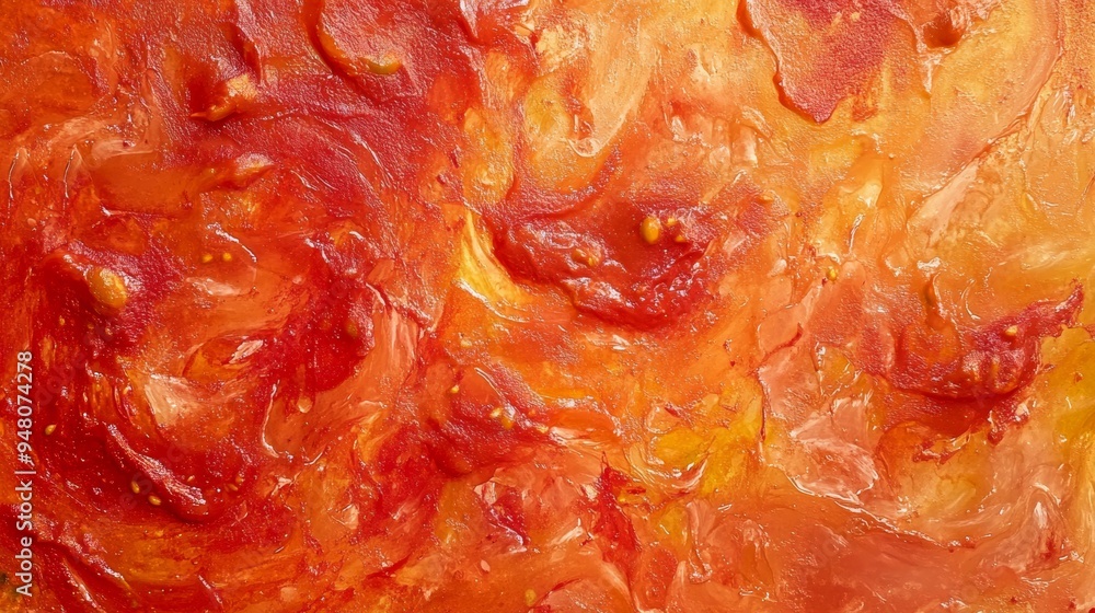An abstract representation of the La Tomatina Festival, with tomatoes and red splashes forming swirling patterns against a vibrant background. The lower portion of the image is filled with crushed An abstract representation of the La Tomatina Festival, with tomatoes and red splashes forming swirling patterns against a vibrant background. The lower portion of the image is filled with crushed