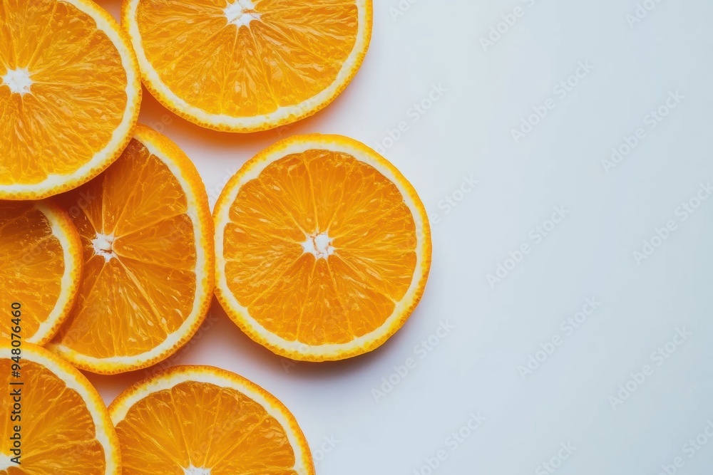 Fototapeta premium Fresh orange slices on clean white background