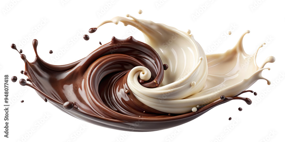 Chocolate splash ,isolated on transparent png background Chocolate splash ,isolated on transparent png background