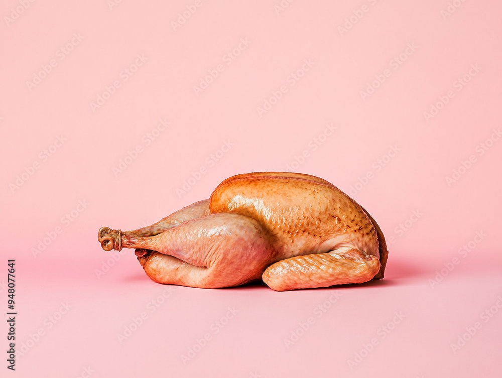 Baked chicken isolated on plain color background Baked chicken isolated on plain color background
