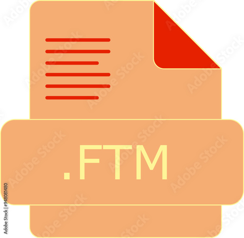 FTM File extension icon insidse fill with lines fill