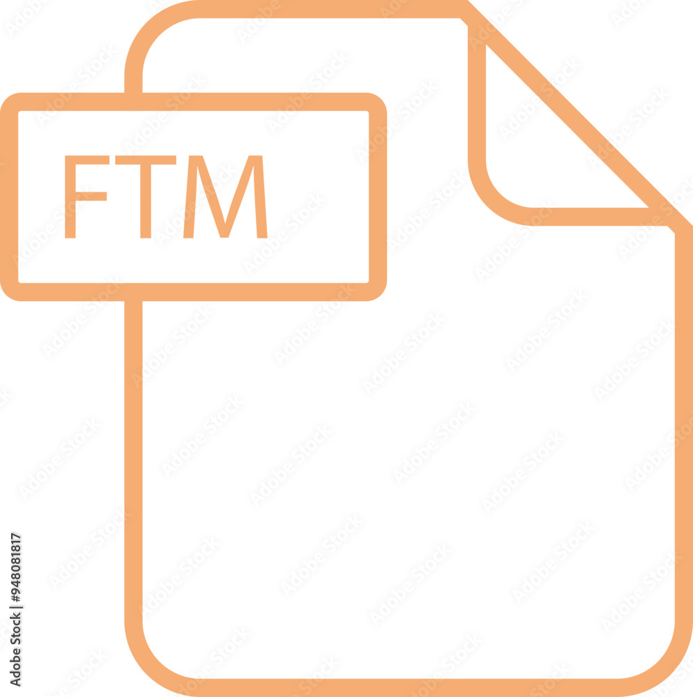 Obraz premium FTM File format icon rounded outline