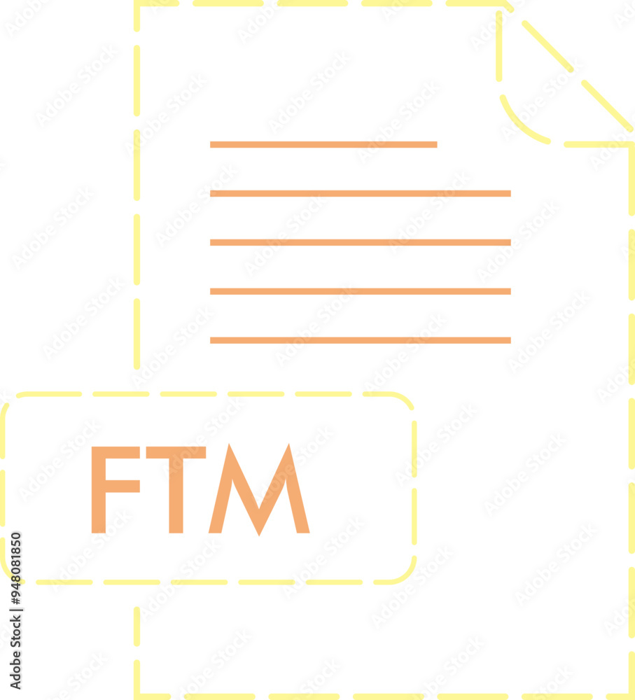 FTM File format icon rounded dashed outline FTM File format icon rounded dashed outline