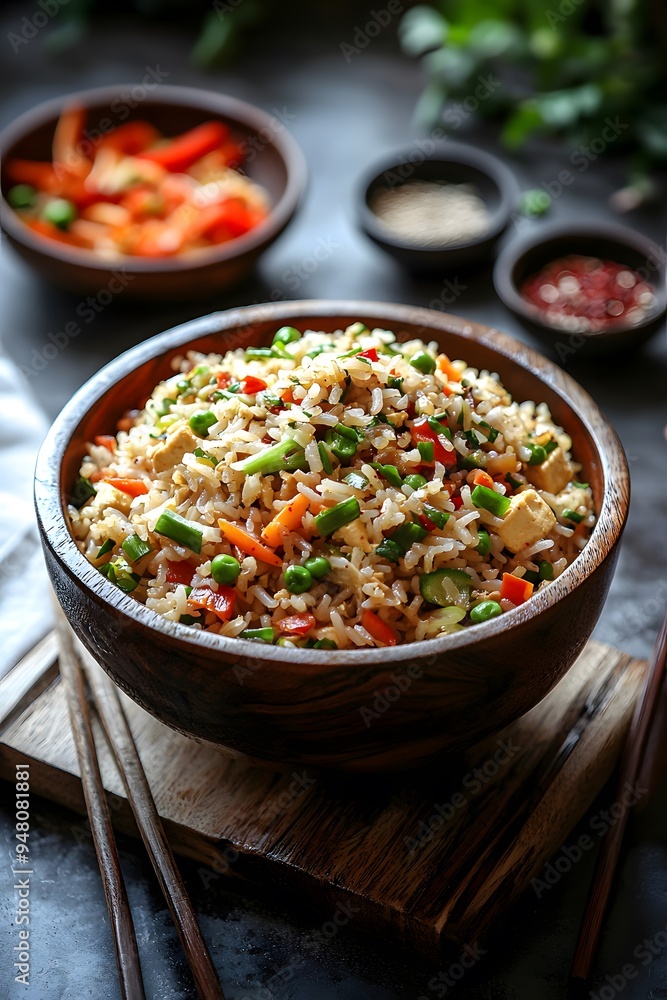 Vegan Kimchi Fried Rice - A Korean dish made with rice stir-fried with kimchi, tofu, and vegetables.. Vegan Kimchi Fried Rice - A Korean dish made with rice stir-fried with kimchi, tofu, and vegetables..